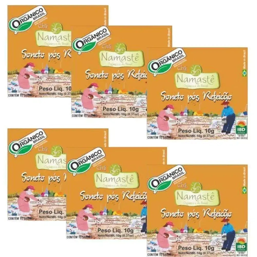 Kit 6cx Chá Pós Refeição - Carqueja, Hortelã, Cidreira, Erva-Doce, Hibisco - Orgânico Sachê - Namastê