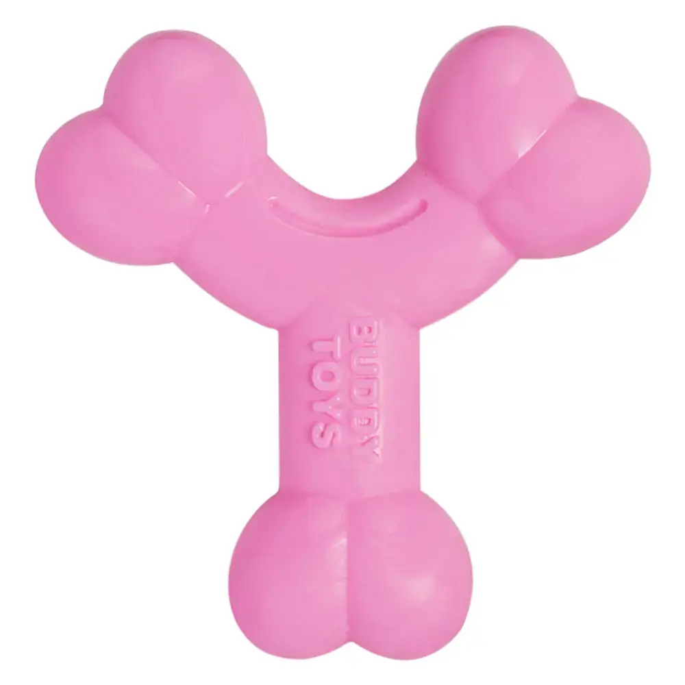 Brinquedo Mordedor Ossinho Filhotes Rosa Buddy Toys