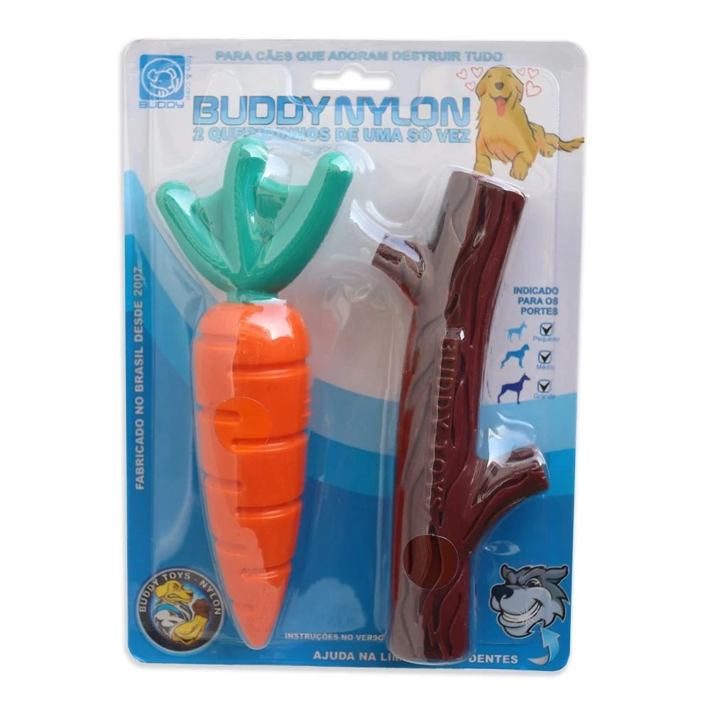 Mordedor Nylon Cenoura e Graveto Buddy Toys