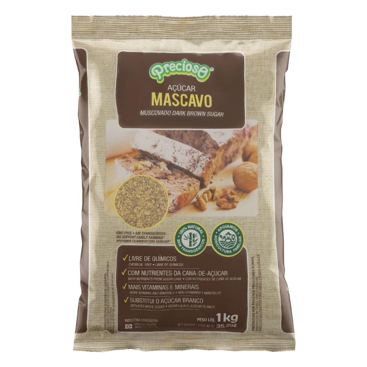 Açúcar Mascavo Precioso Pacote 1kg