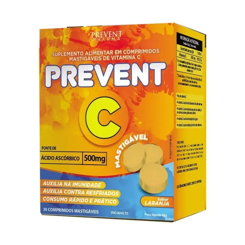 Vitamina C 500mg 30 Comp. Mastigavel Prevent Pharma