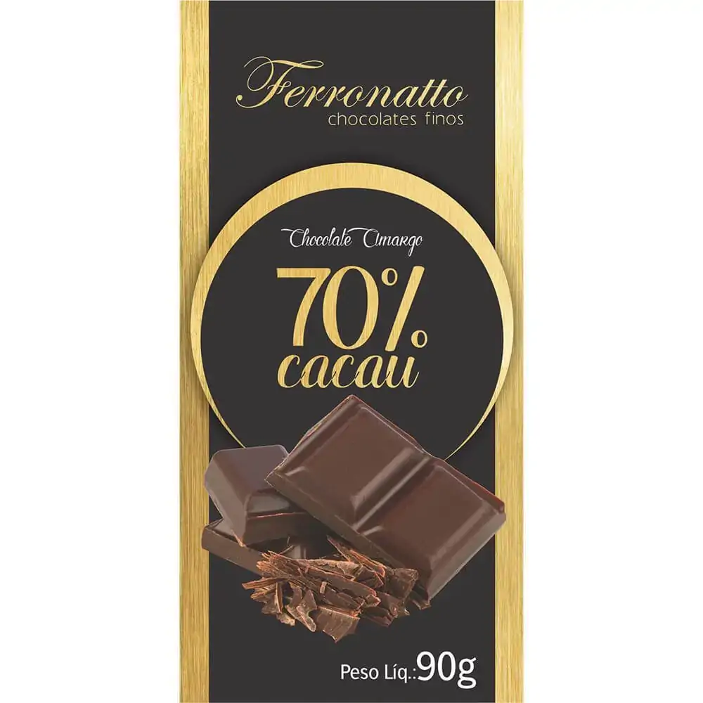 Barra De Chocolate 70 Cacau 90g Ferronatto