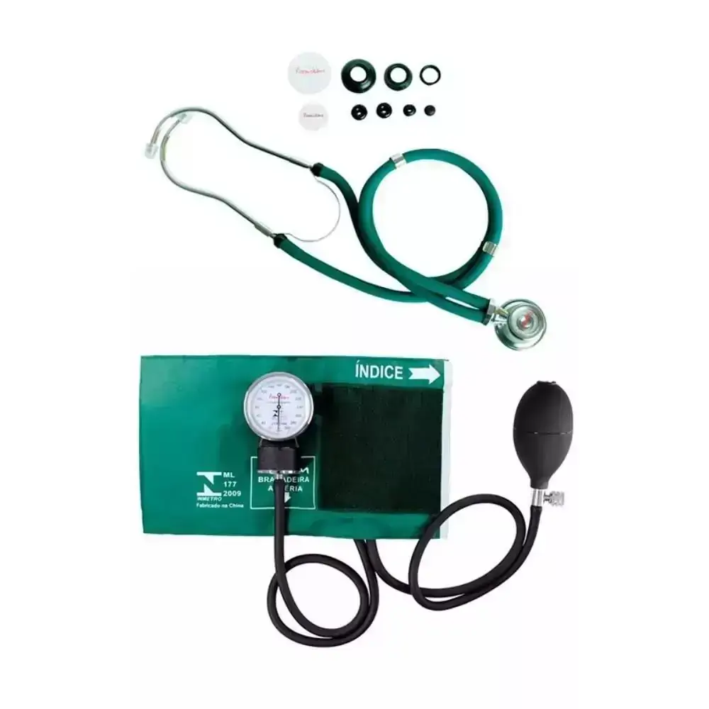 Kit Esfigmomanômetro + Estetoscópio Premium Verde
