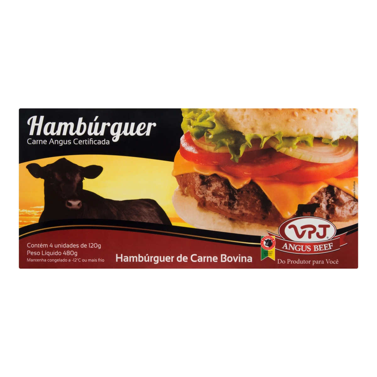 Hambúrguer De Carne Bovina Angus Vpj Caixa 480g 4 Unidades