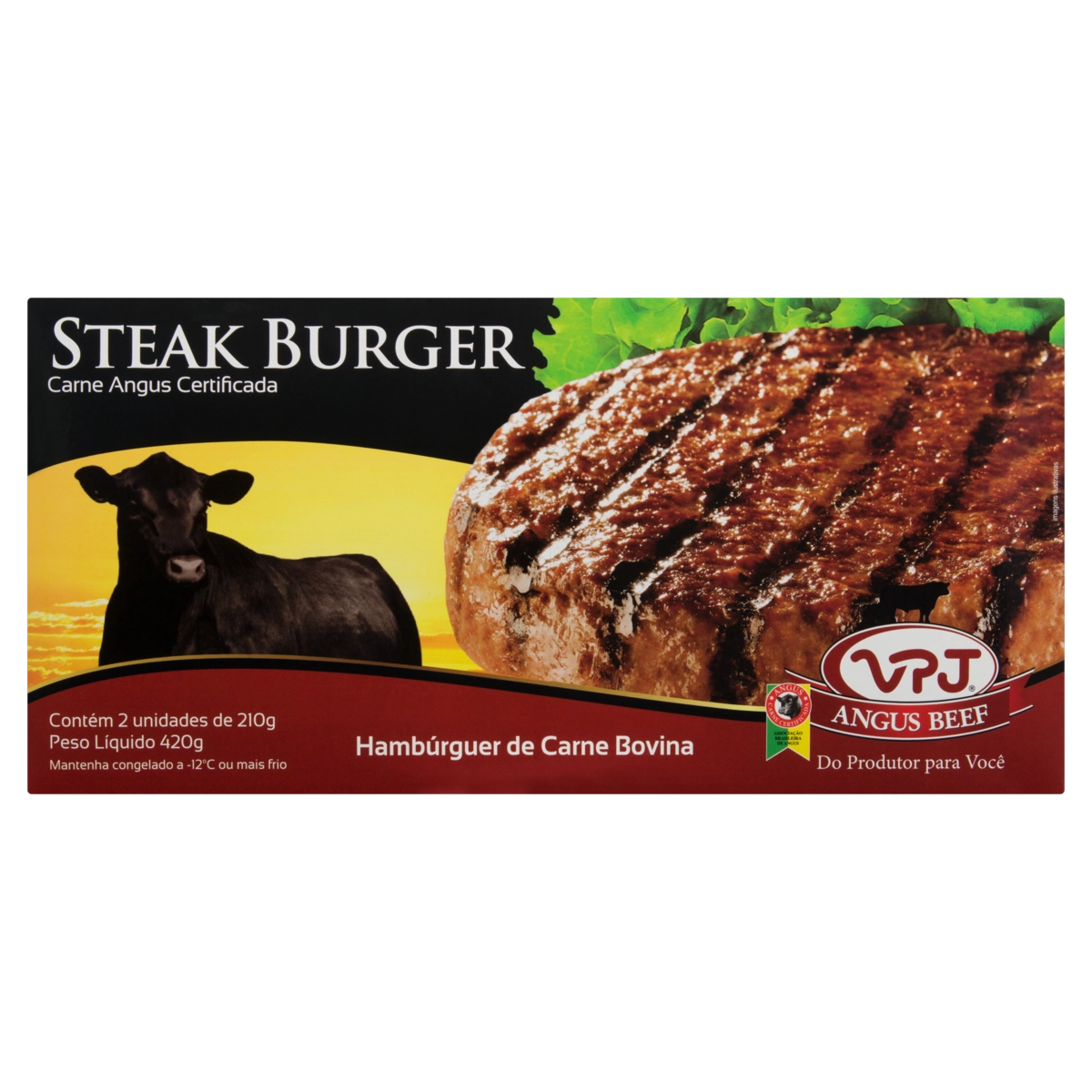 Hambúrguer De Carne Bovina Steak Vpj Caixa 420g 2 Unidades