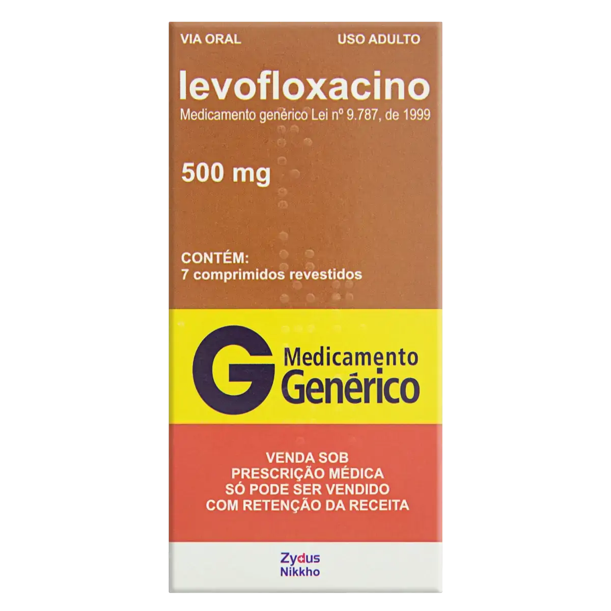 Levofloxacino 500mg Zydus Nikkho Caixa 7 Comprimidos Revestidos