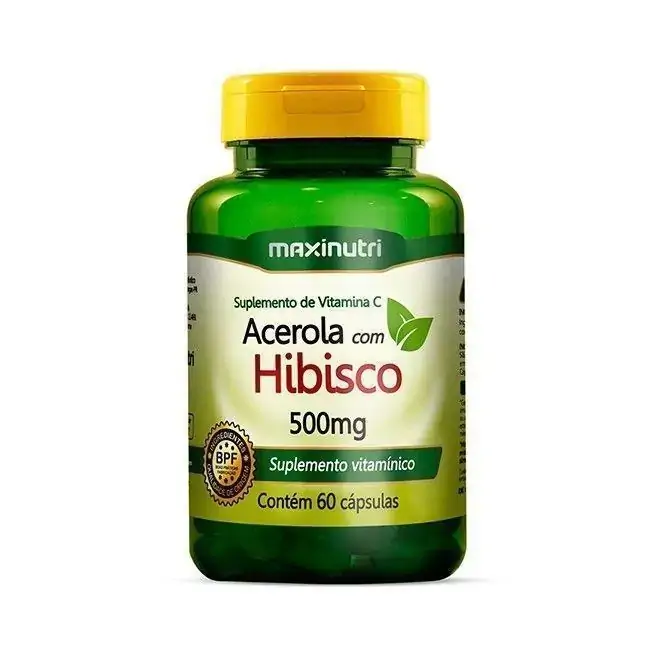 Acerola c/ Hibisco 500mg 60 cápsulas - MaxiNutri