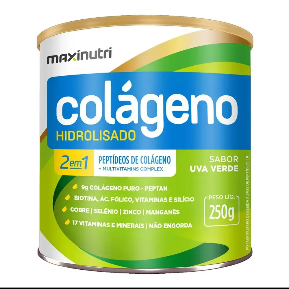Colágeno Hidrolisado 2 em 1 250gr - MaxiNutri - Uva verde
