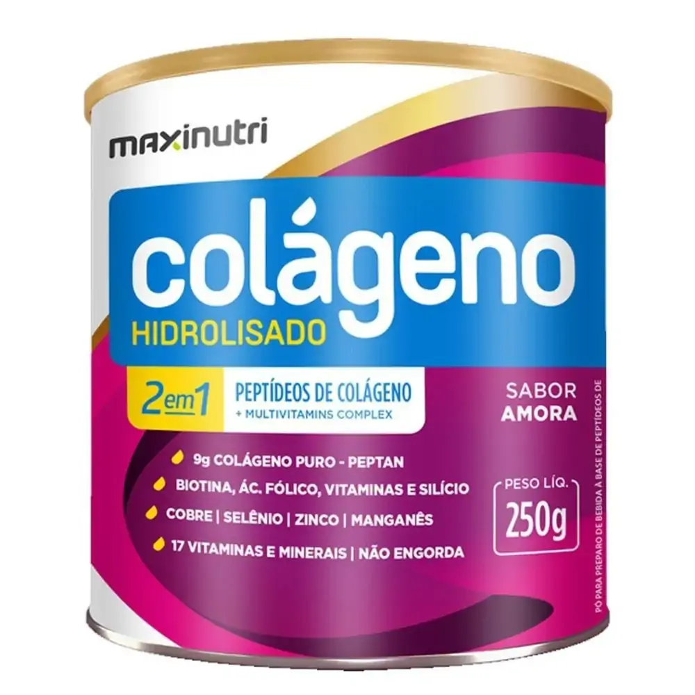 Colágeno Hidrolisado 2 em 1 250gr - MaxiNutri - Amora