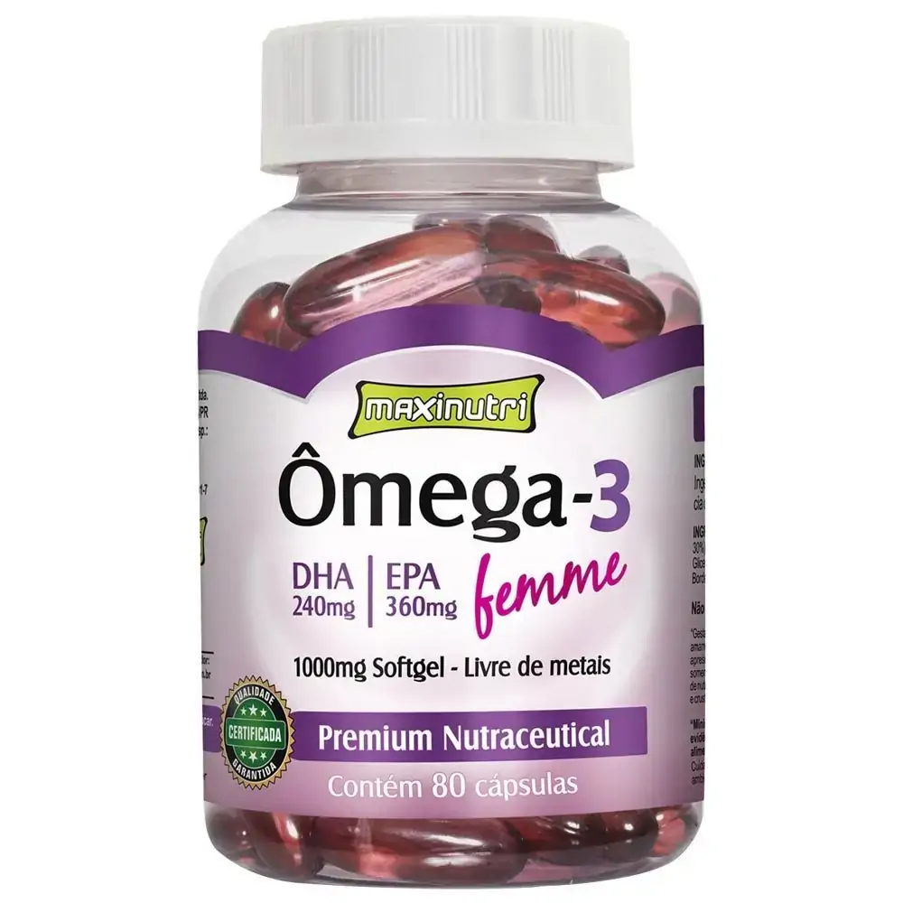 ômega 3 Femme 1000mg 80 Cápsulas Maxinutri