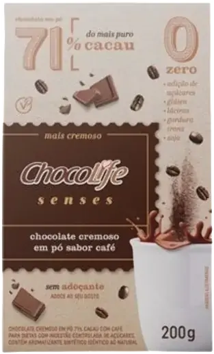 Chocolate Cremoso Em P Senses Caf 200g