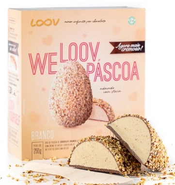 Meio Ovo De Pascoa Loov Gianduia Branco 250g Chocolife