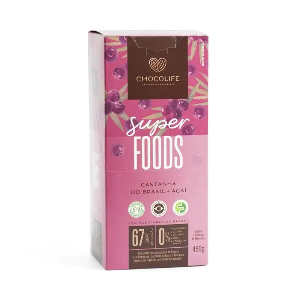 Chocolate C/ Castanha E Acai 80 G Chocolife