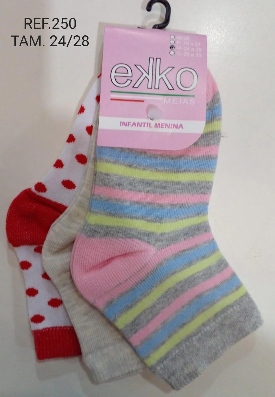 Kit Meia Infantil Menina 24a 28