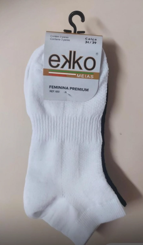 Meia Cano Medio Esportiva Masculina 3 Pares 39 43 650 Ekko