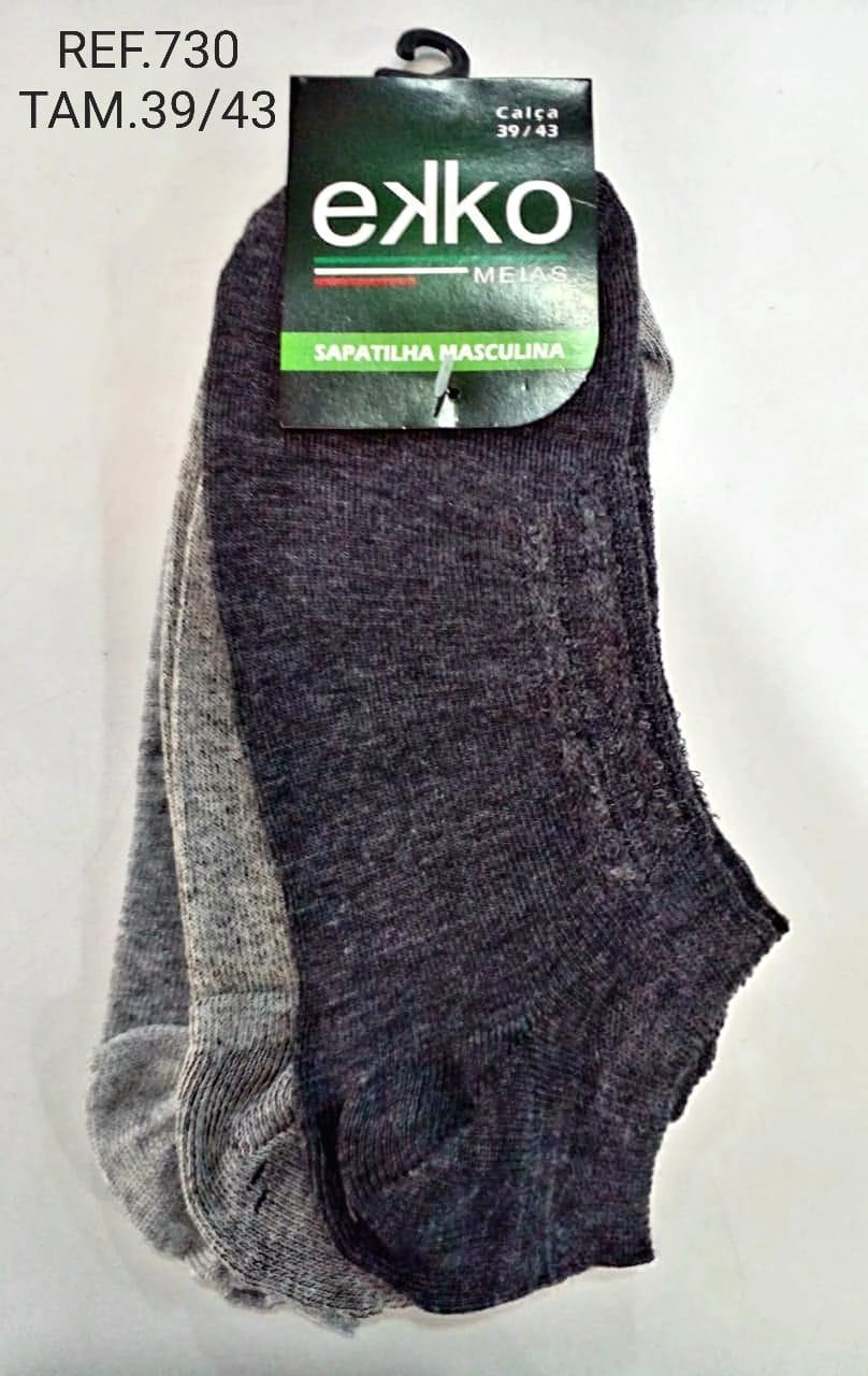 Meia Sapatilha Masculina 3 Pares 39 43 730 Ekko
