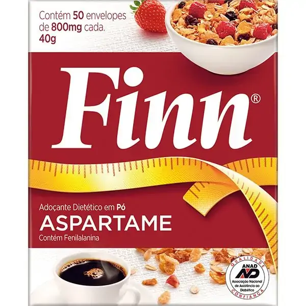 Adoçante Em Pó Aspartame Finn Caixa 40g 50 Unidades