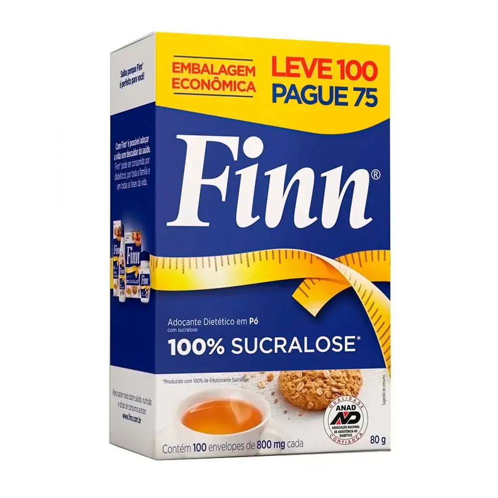 Adoçante Em Pó Sucralose Finn Caixa 80g Leve 100 Pague 75 Unidades