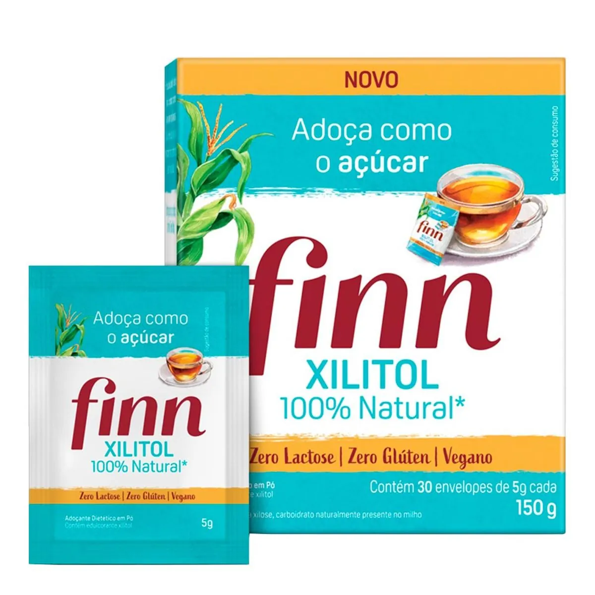 Adoçante Pó Xilitol 30 unidades Finn 150g