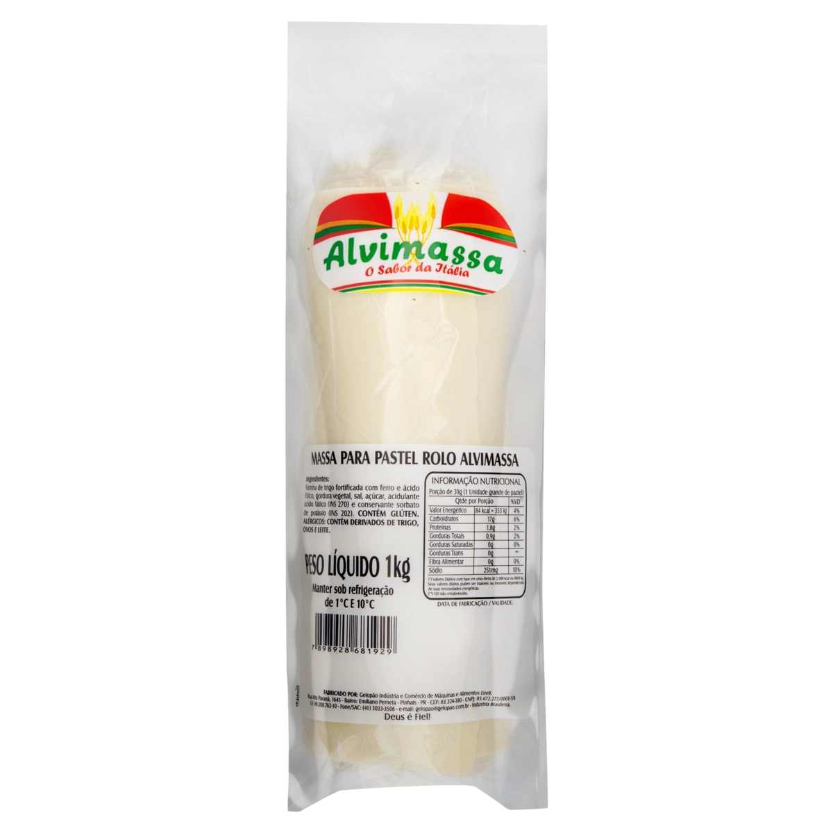 Massa Para Pastel Rolo Alvimassa Pacote 1kg