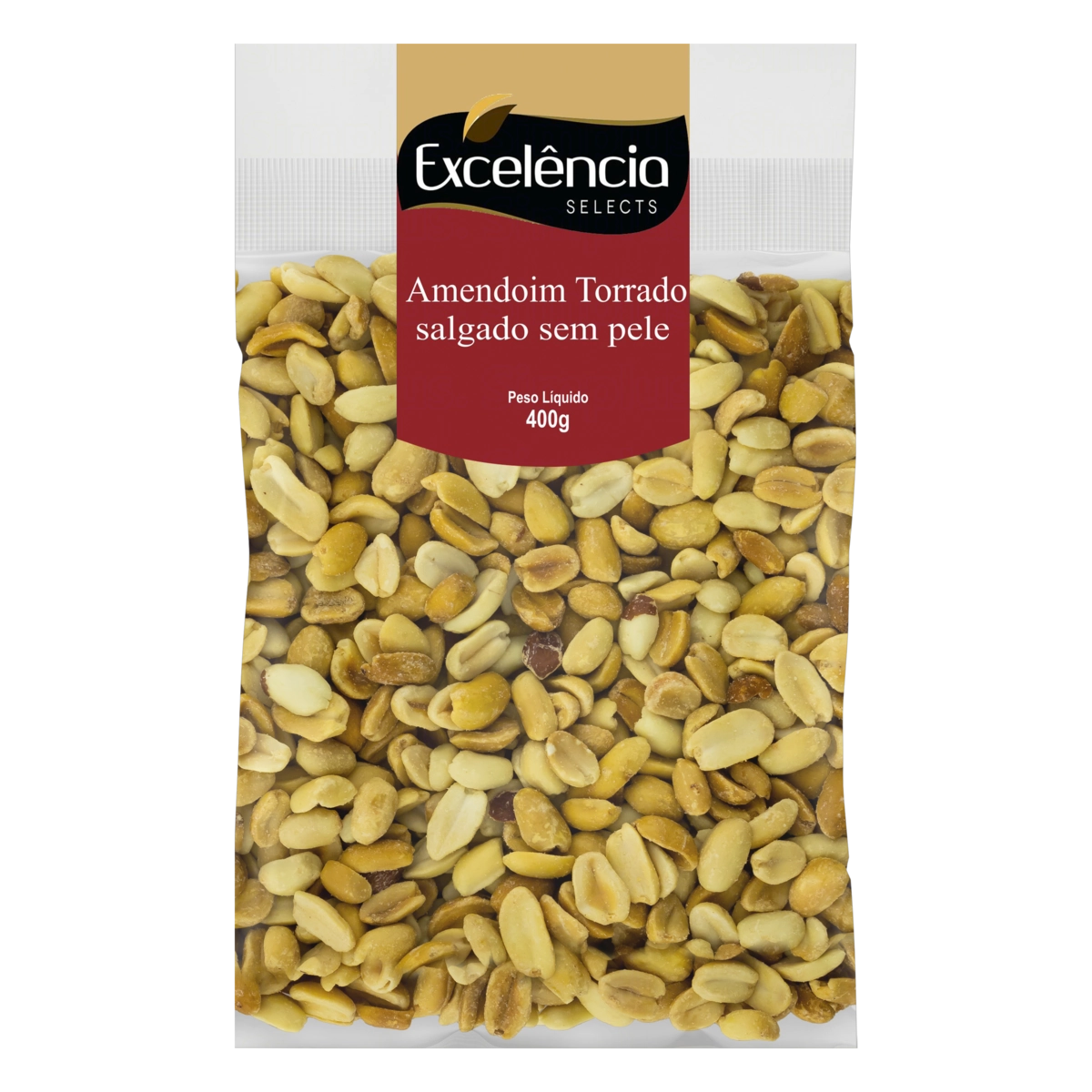 Amendoim Torrado Salgado Sem Pele Excelência Selects Pacote 400g