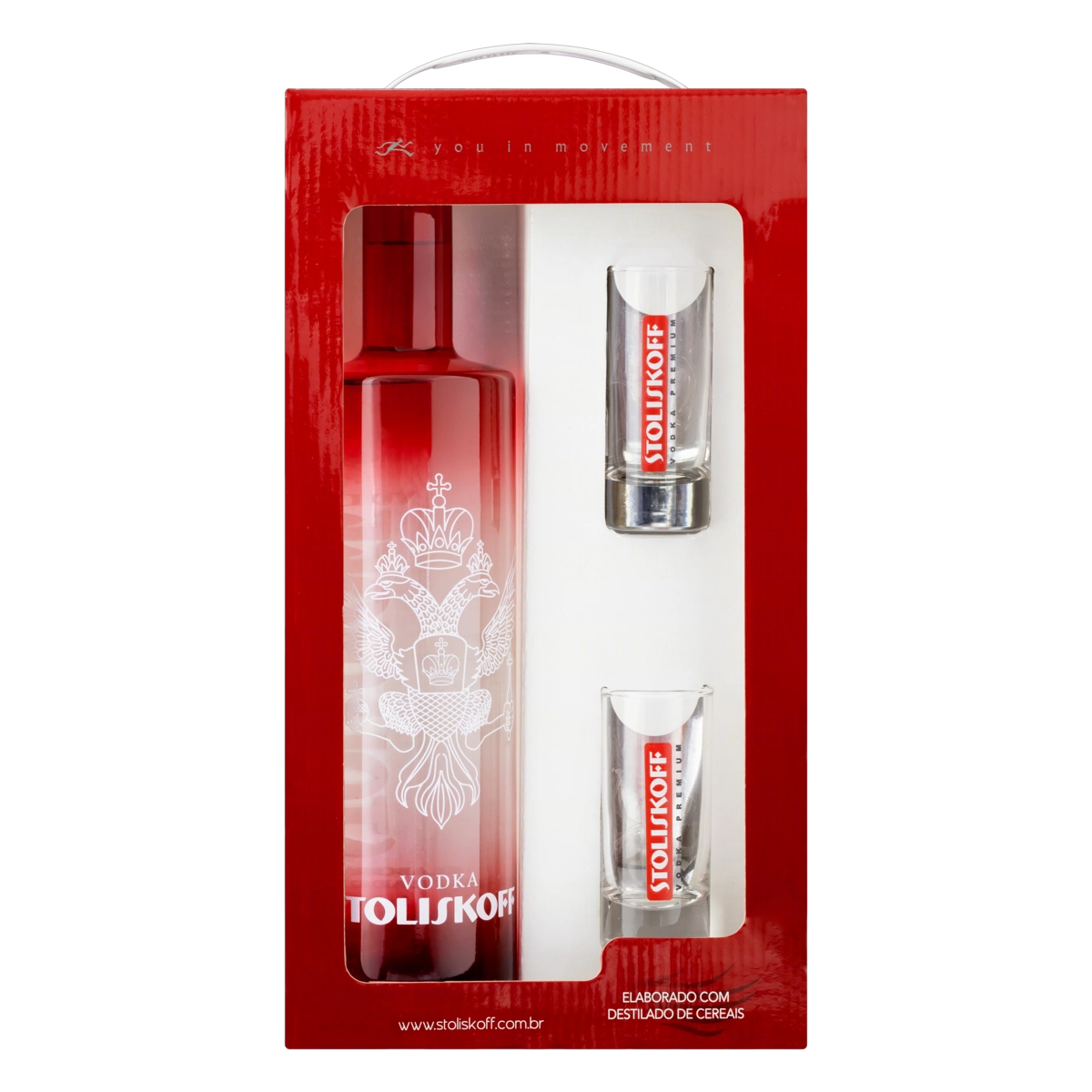 Kit 2 Copos Vodka 5x Destilada Stoliskoff 750ml