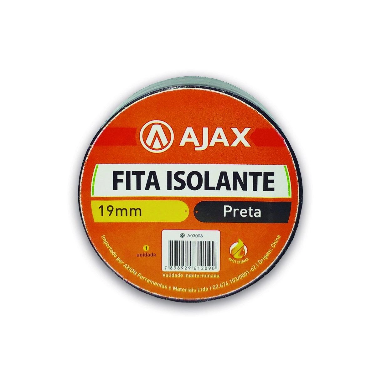 Fita Isolante Preta 19mm - Ajax, Tamanho: 10m