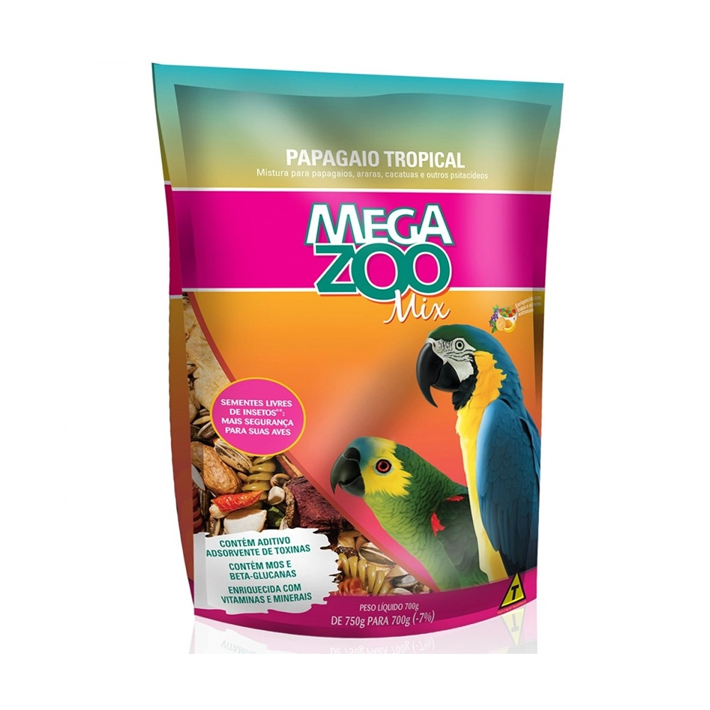 Ração para Papagaio Tropical Megazoo 700g
