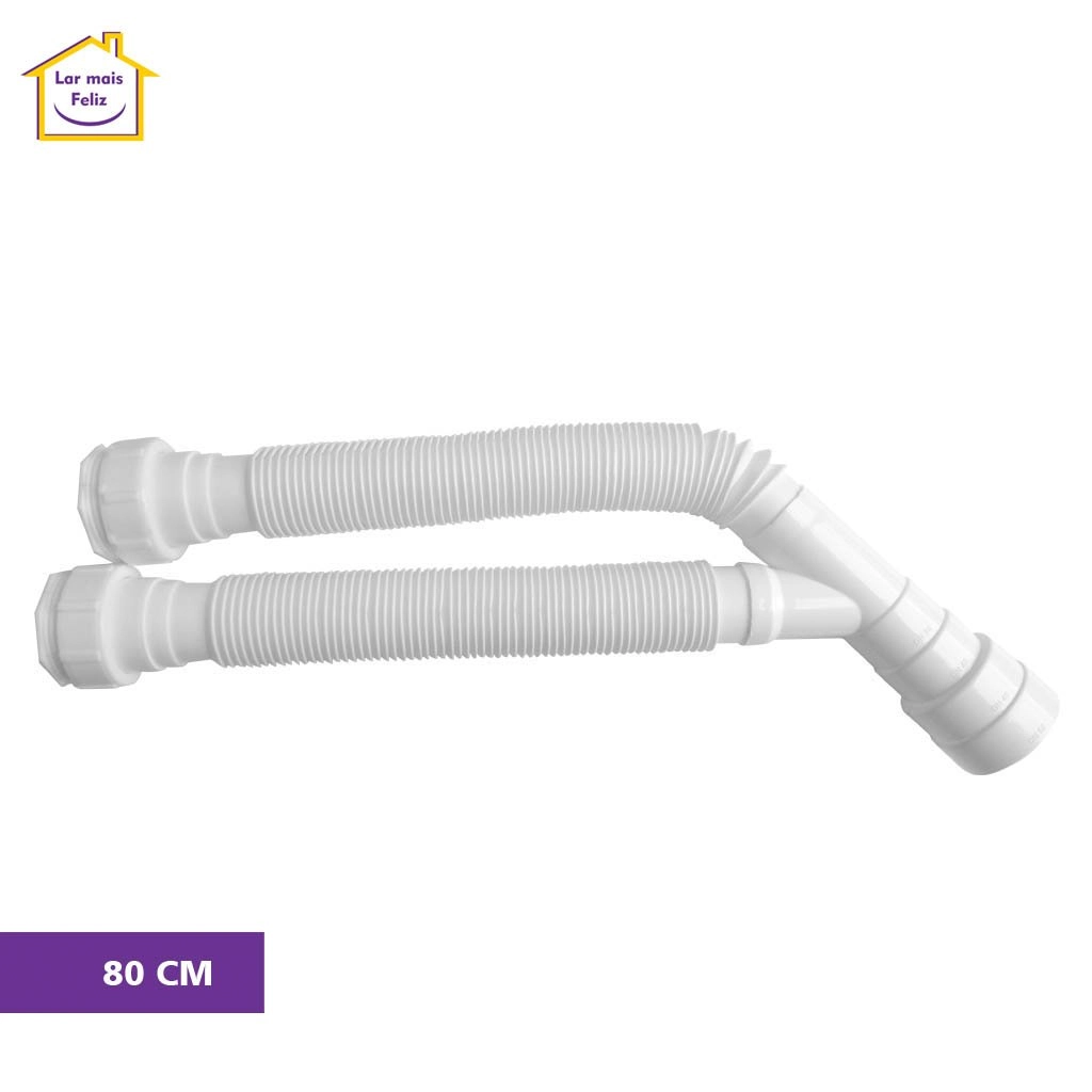 Sifão Sanfonado Multiuso Duplo 80cm Branco
