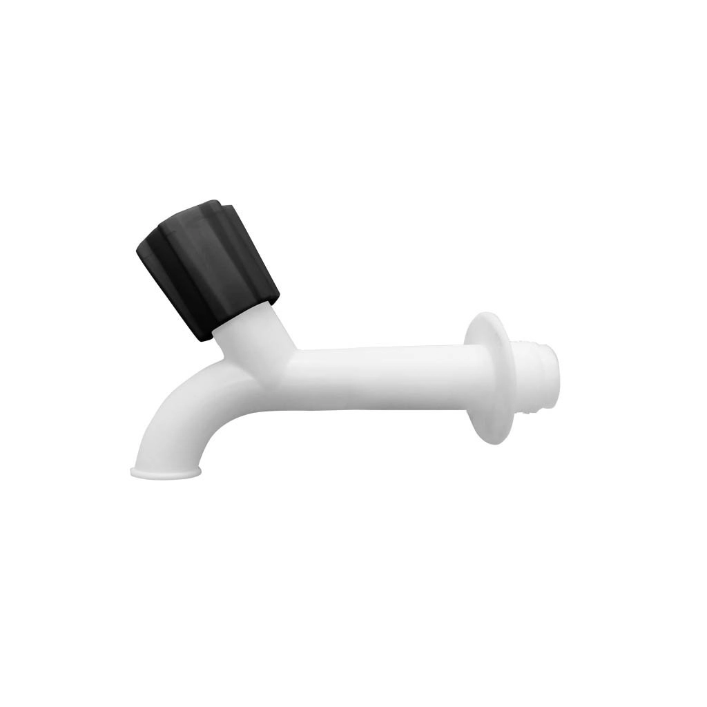 Torneira De Tanque Com Redução 1/2  X 3/4  - 10 Cm Preto/branco