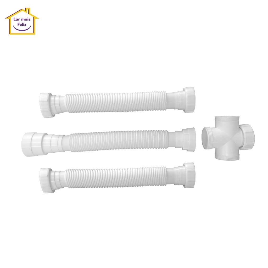 Sifão Sanfonado Multiuso Triplo 80 Cm Branco