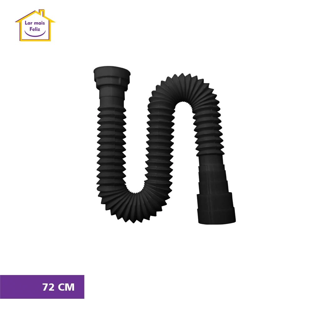 Sifão Sanfonado Multiuso Roscado 72cm - Rosquear E Pronto! Preto
