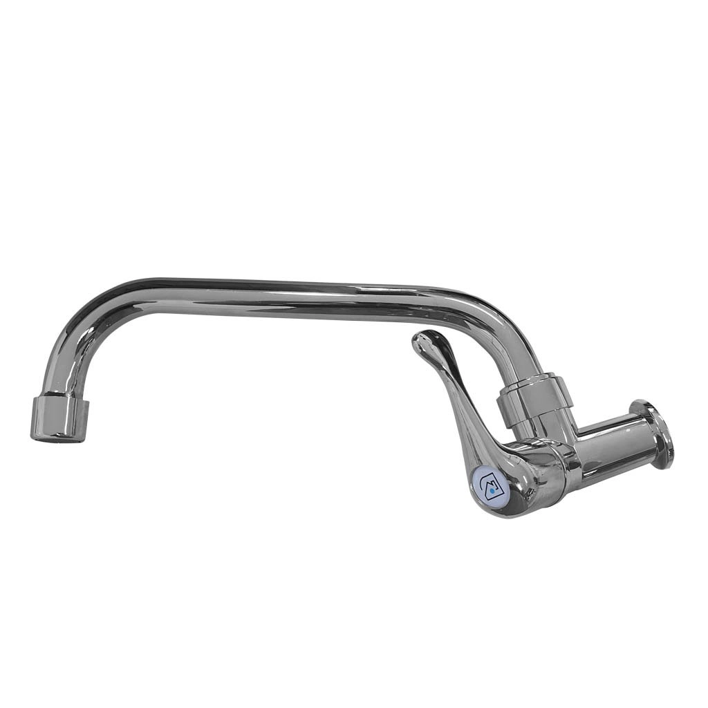 Torneira De Cozinha De Parede Bica Móvel Horizontal 1/4  De Volta - Ametista Cromado