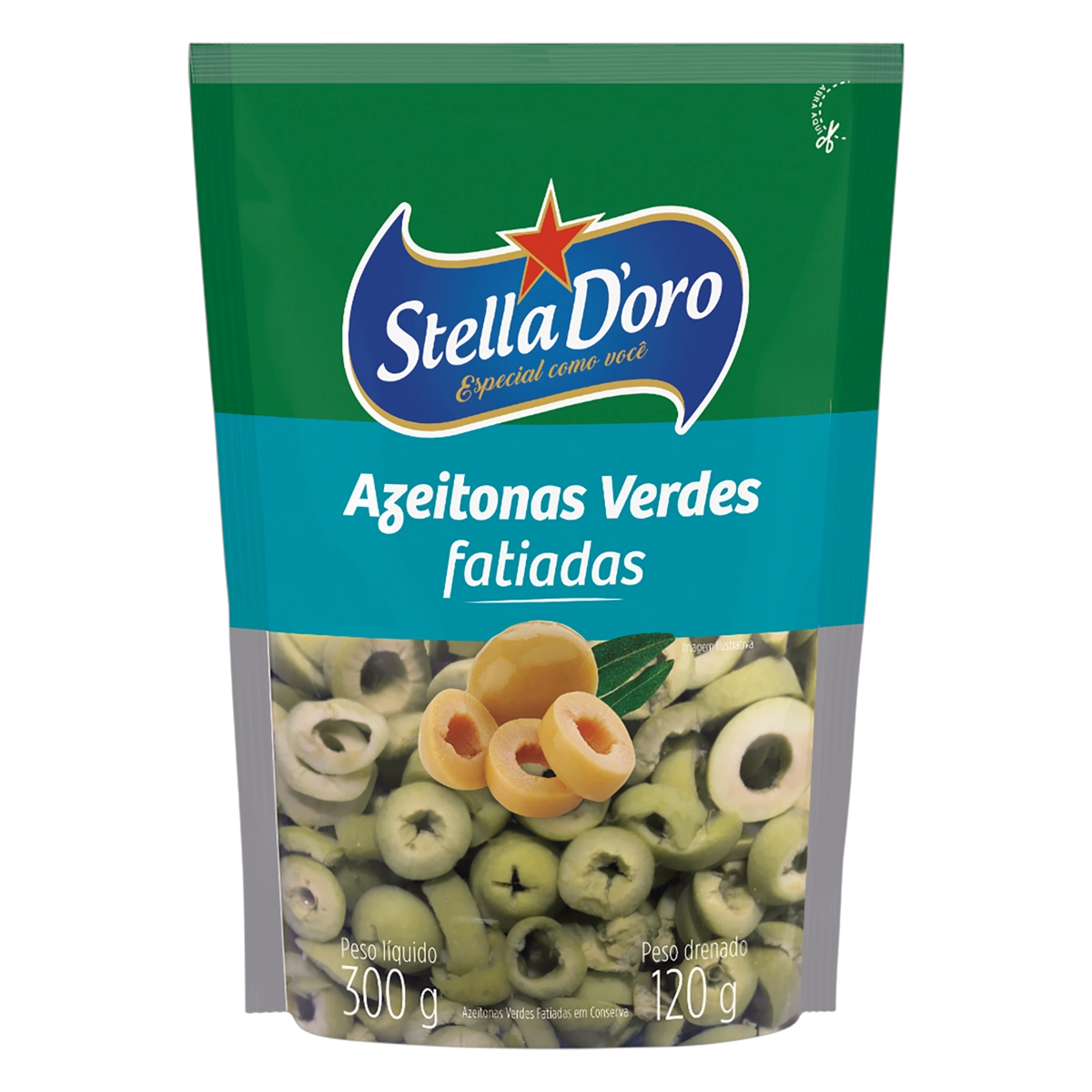 Azeitona Verde Em Conserva Fatiada Stella Doro Sachê 120g