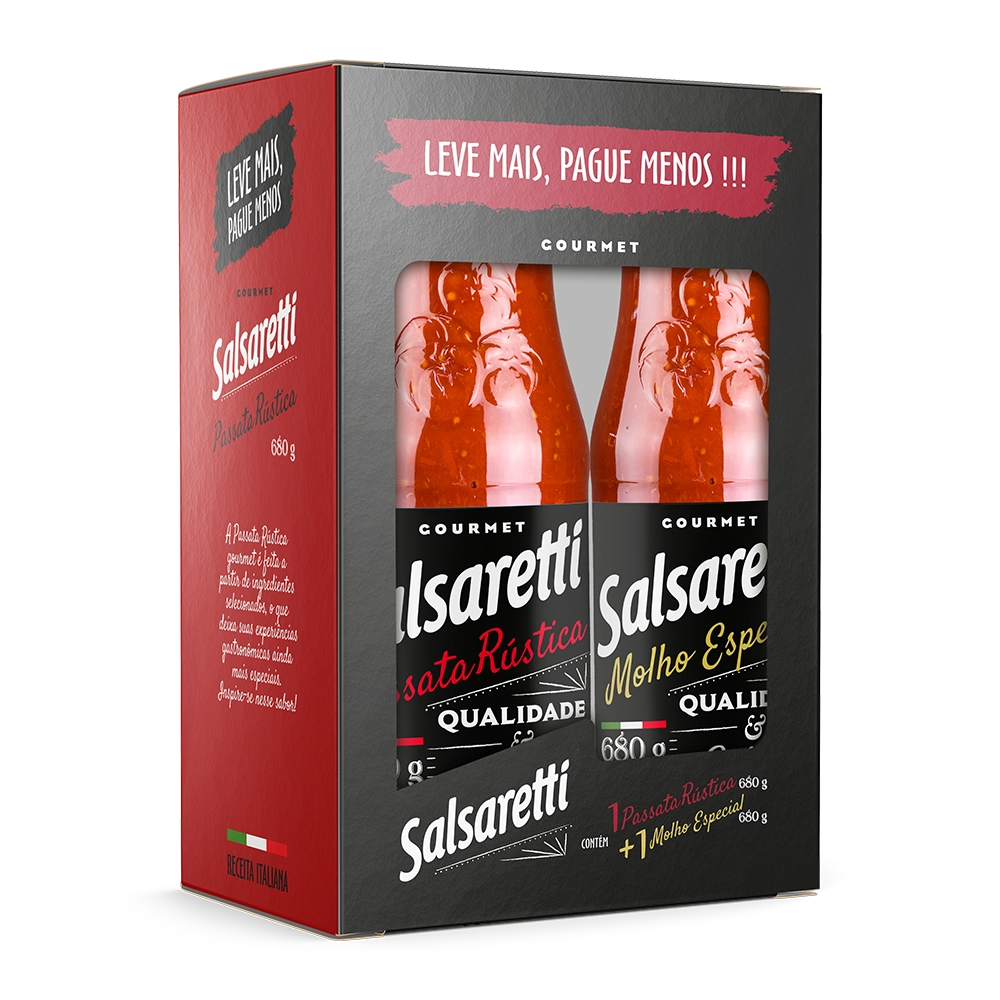 Kit Molho De Tomate Passata Rústica Especial Salsaretti Gourmet 680g Cada Leve Mais Pague Menos