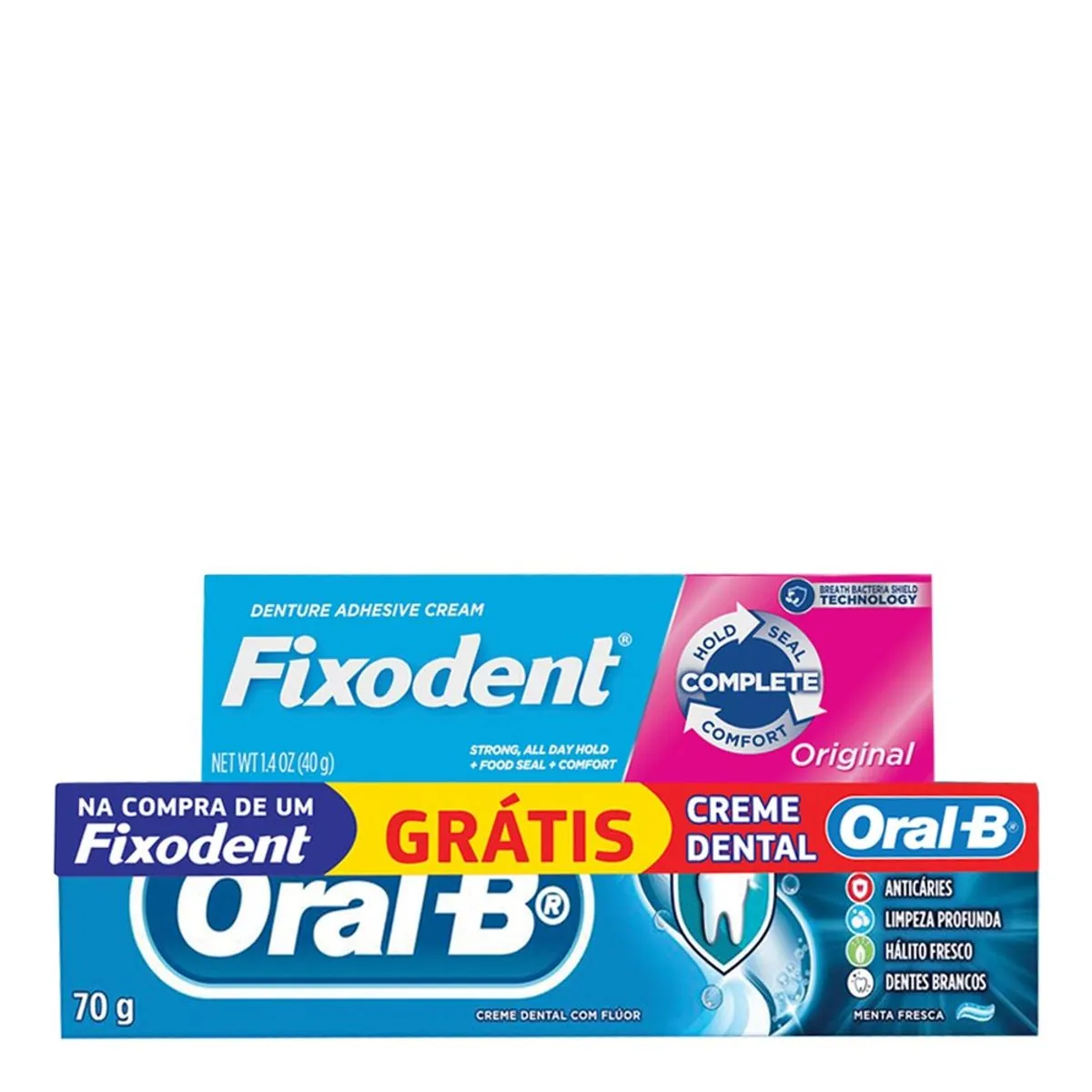 Kit Fixador de Dentadura Fixodent Original 40g + Creme Den Euroart