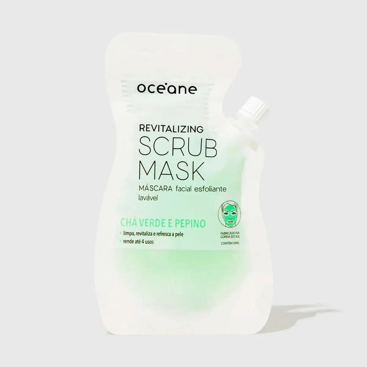 Máscara Facial Esfoliante de Chá Verde e Pepino - Revitalizing Scrub Mask 35ml Océane