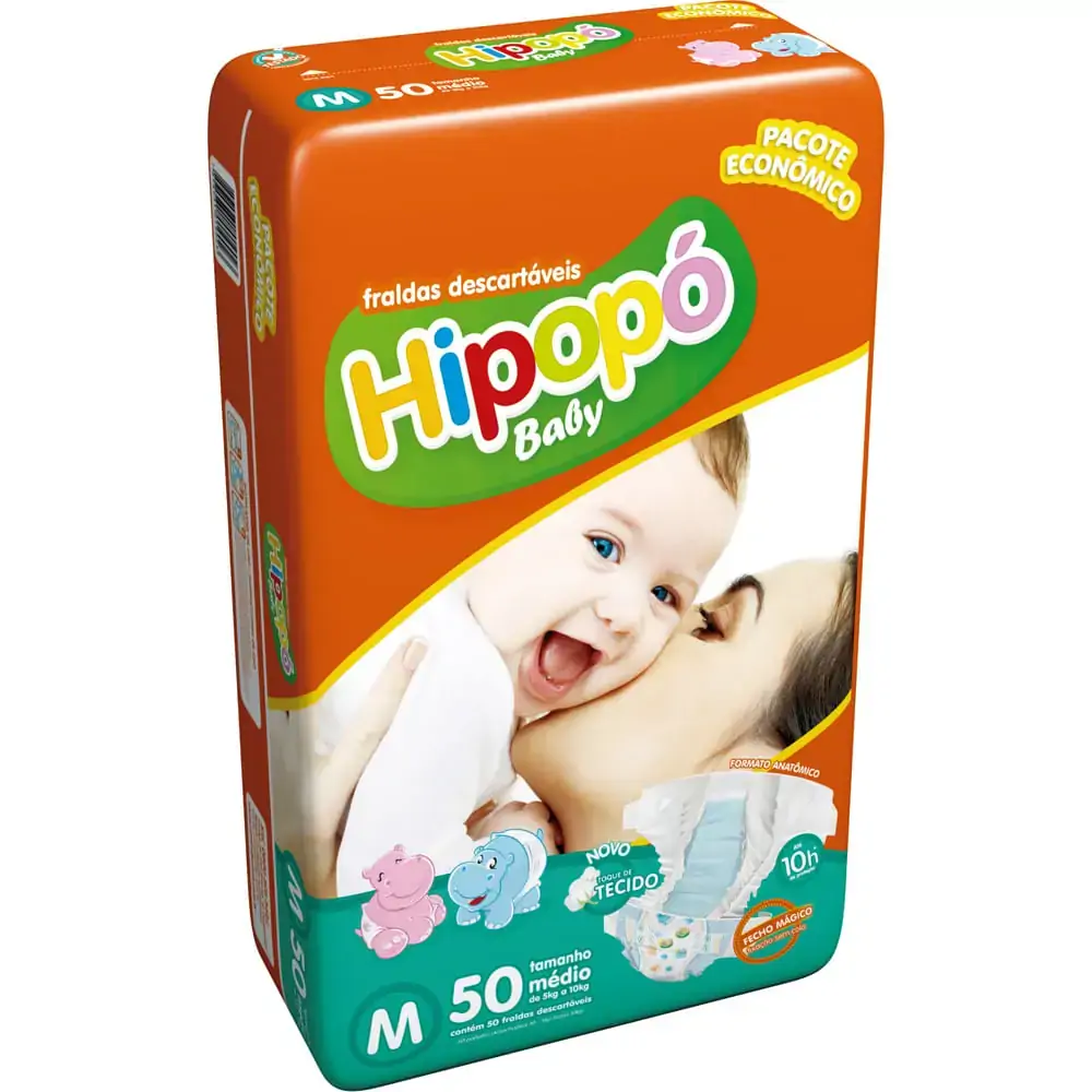 Fralda Hipopo Baby Mega Pack M 50un