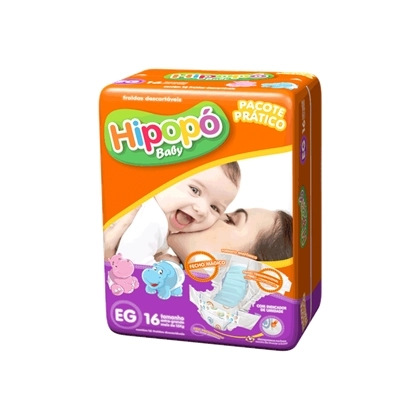 Fralda Descartável Hipopó Pacote Prático Eg 16unidade