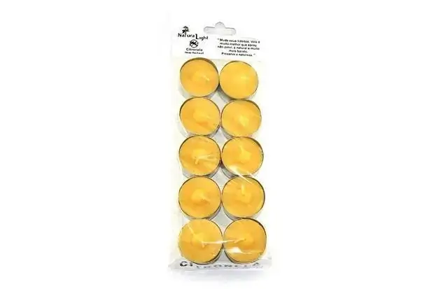 Vela Aromática Rechaud Citronela com 10 Unidades 25x9cm Amarela