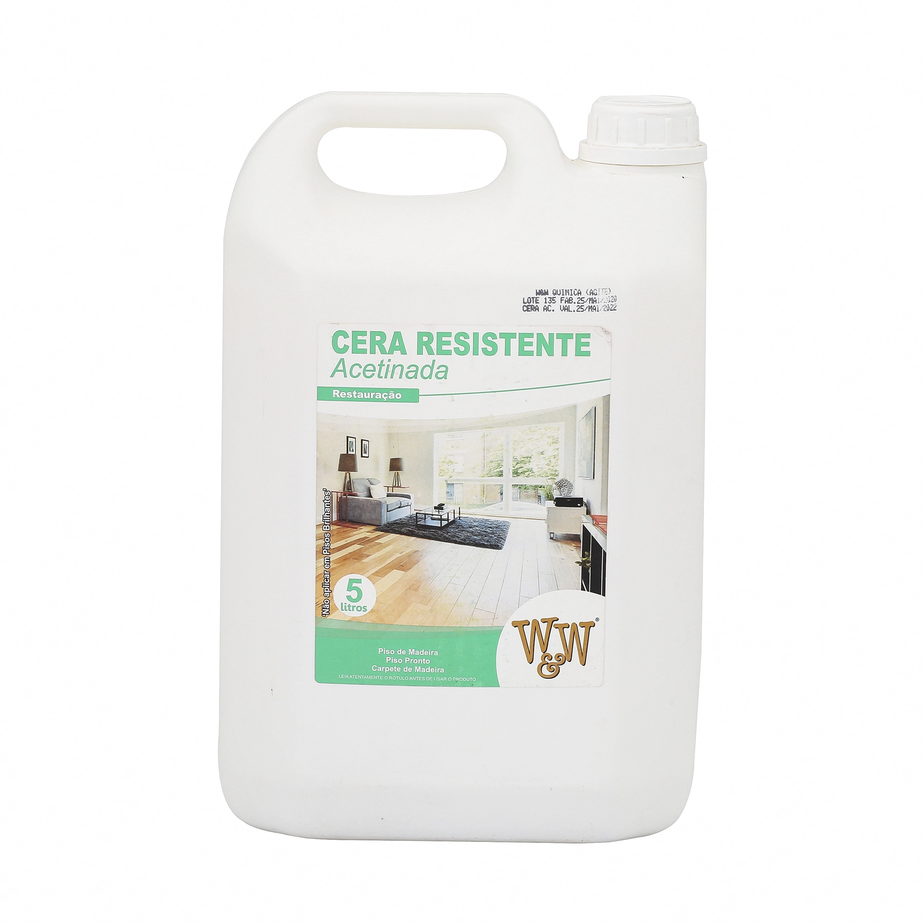 Cera Resistente Pisos Madeira Acetinada 5L W &W