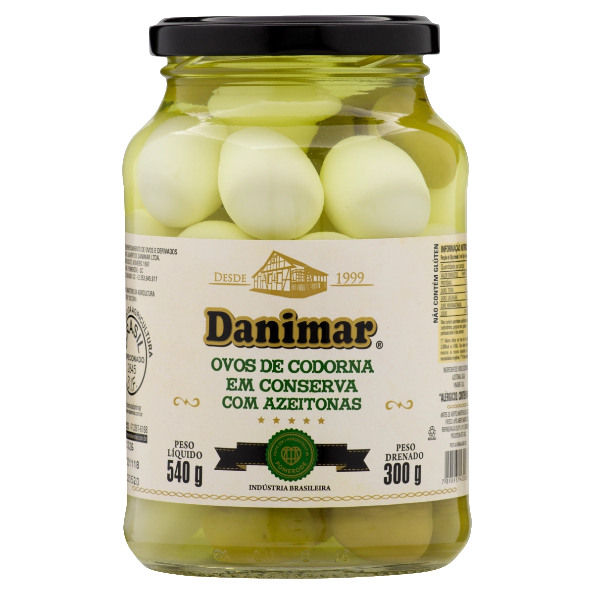 Ovo De Codorna Em Conserva Com Azeitonas Danimar Vidro 300g