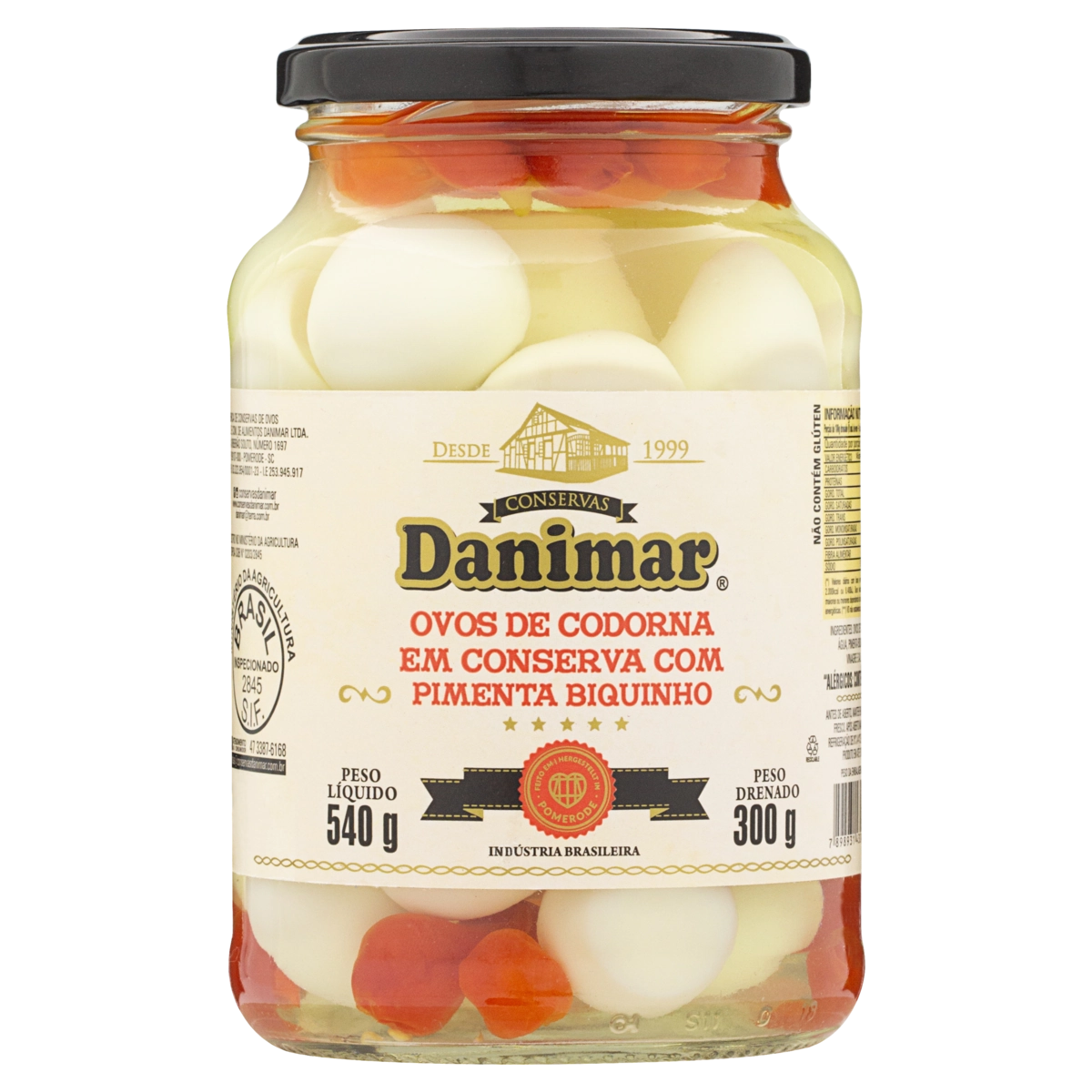 Ovo De Codorna Em Conserva Com Pimenta Biquinho Danimar Vidro 300g
