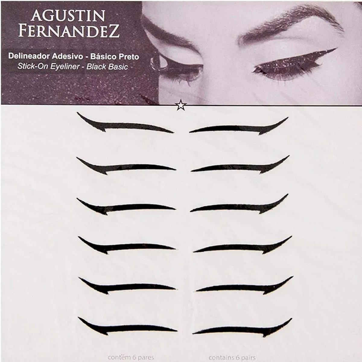 Agustin Fernandez Básico Preto 6 Pares - Delineador Adesivo