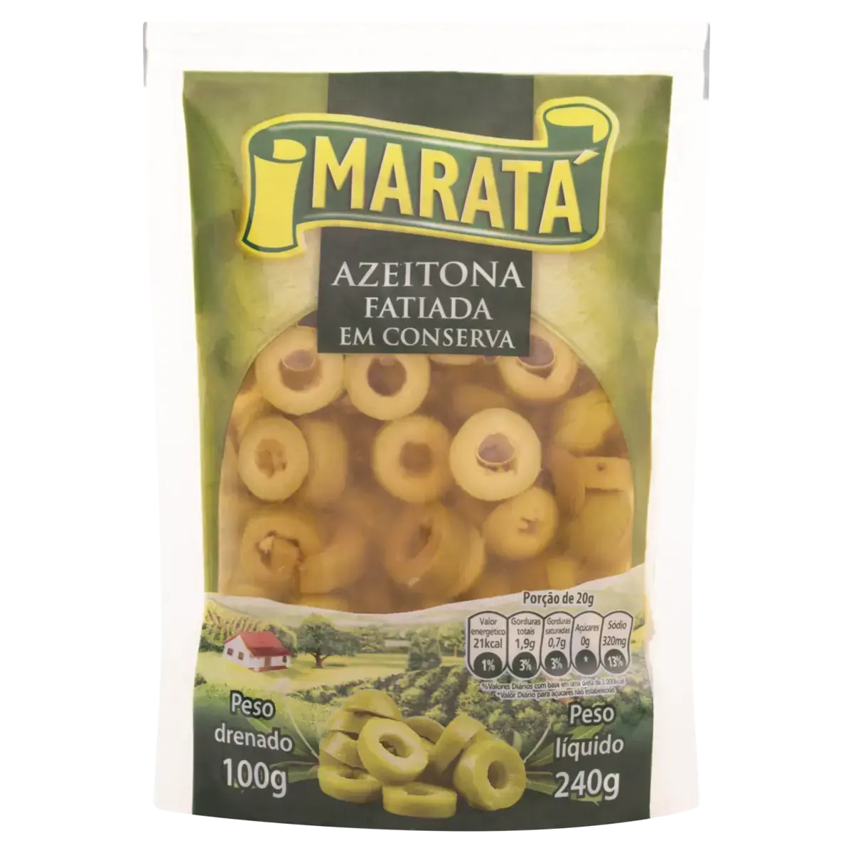 Azeitona Verde Em Conserva Fatiada Maratá Sachê 100g