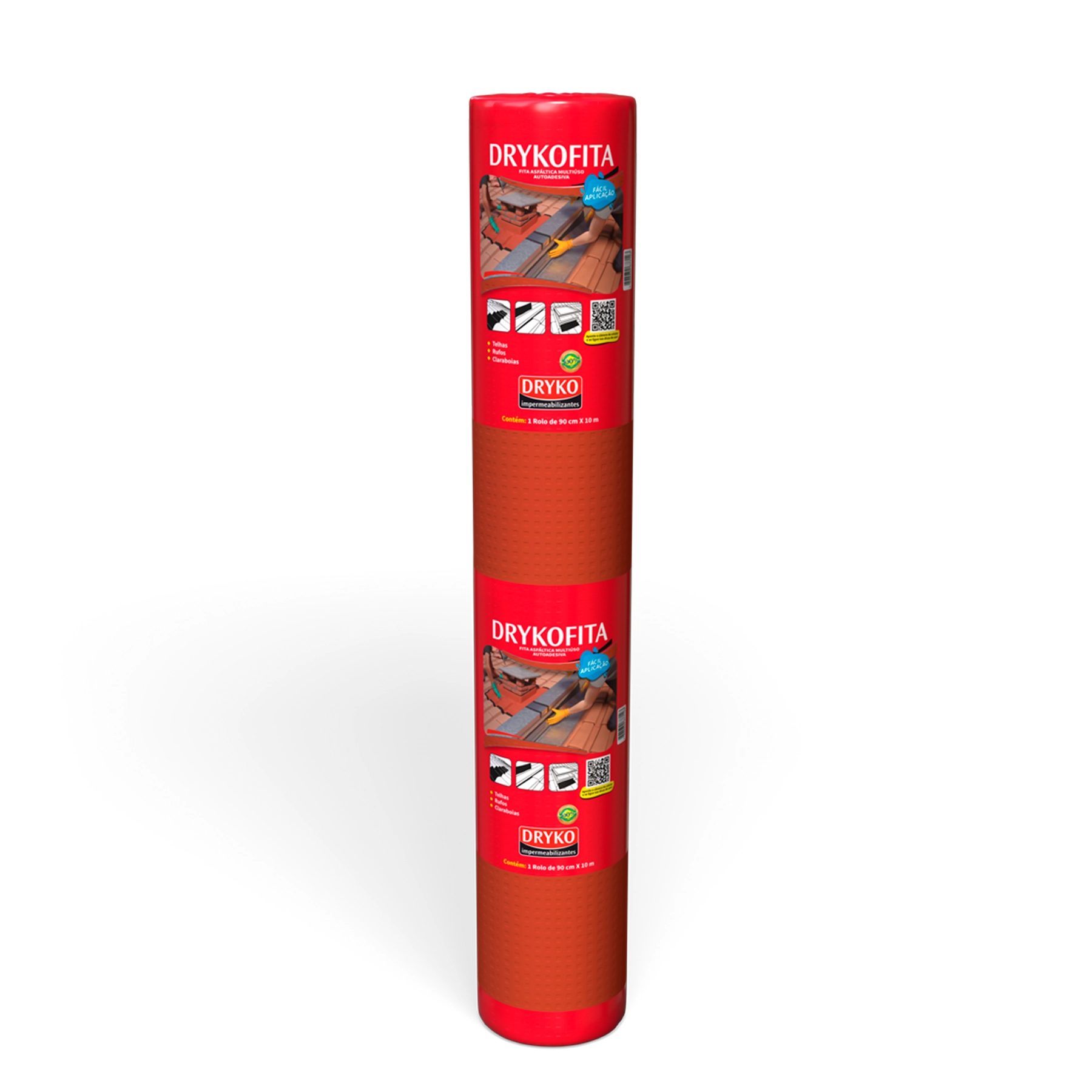 Fita Asfaltíca Autoadesiva 1mm 90cmx10m Emborrachada Terracota Drykofita Dryko