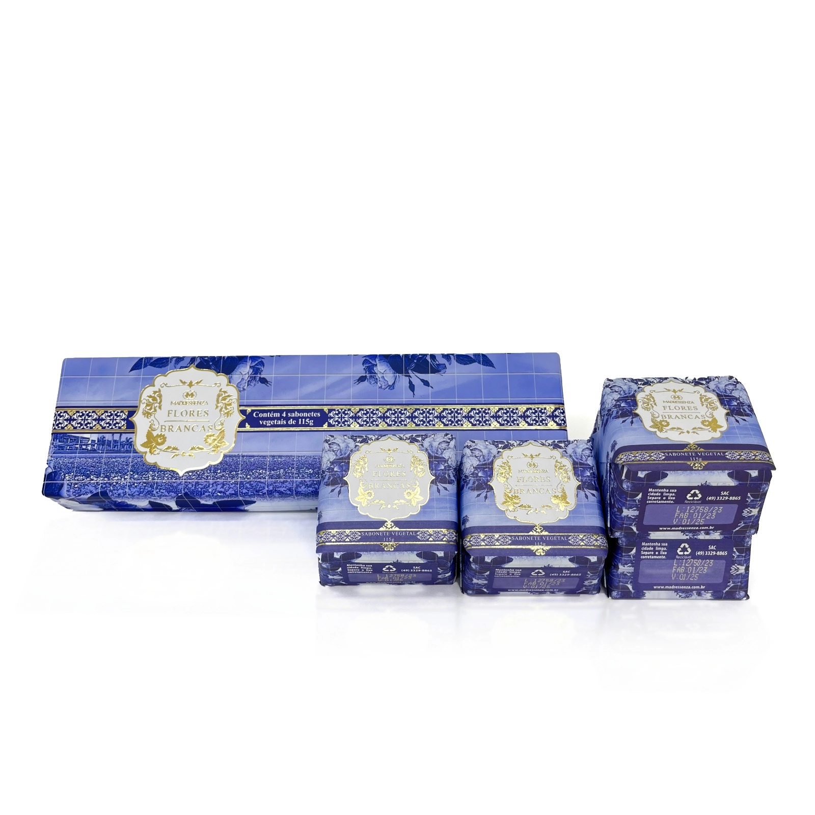 Madressenza Flores Brancas Estojo 4 Sab 115g