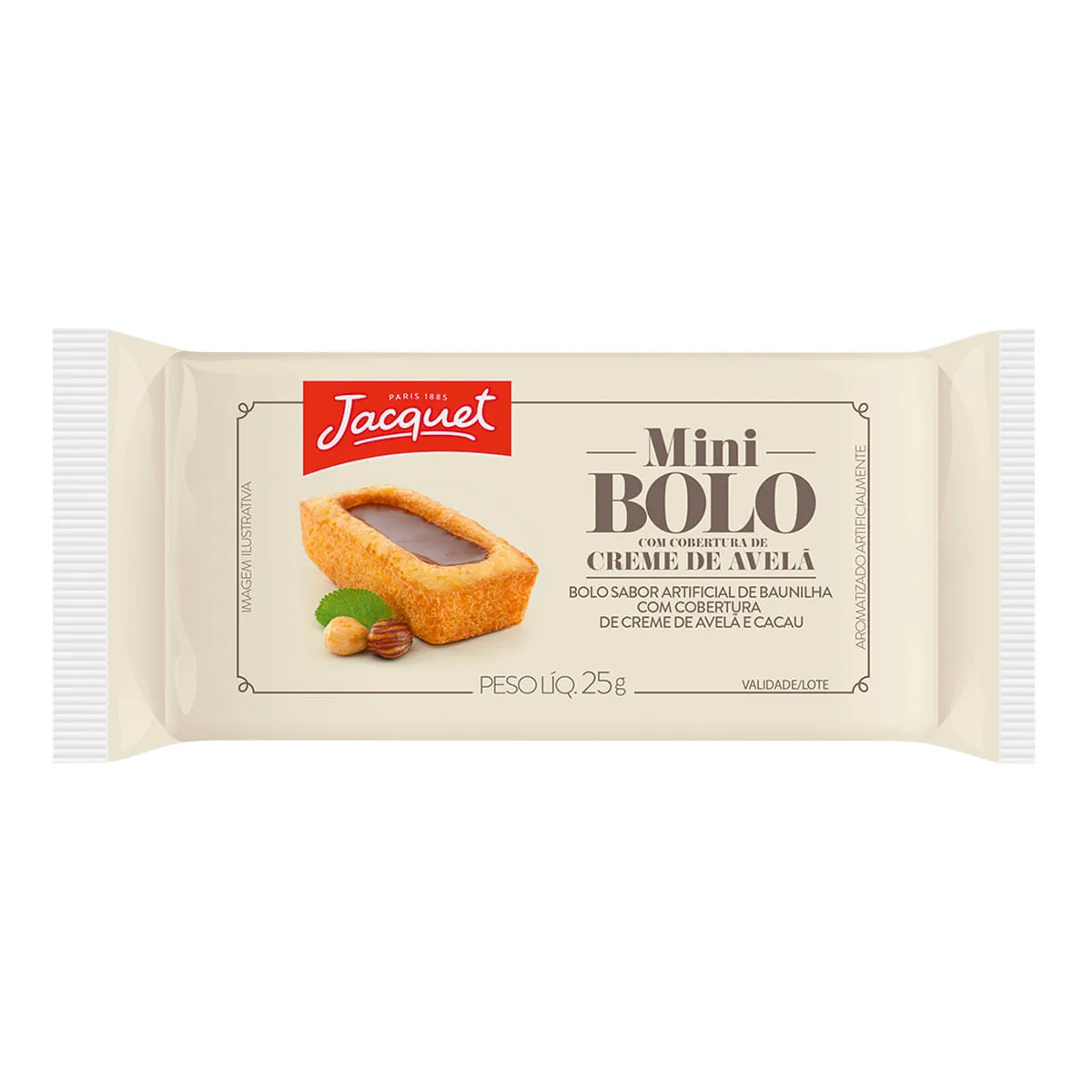Mini Bolo de Baunilha com Cobertura de Creme de Avelã Jacquet 25g