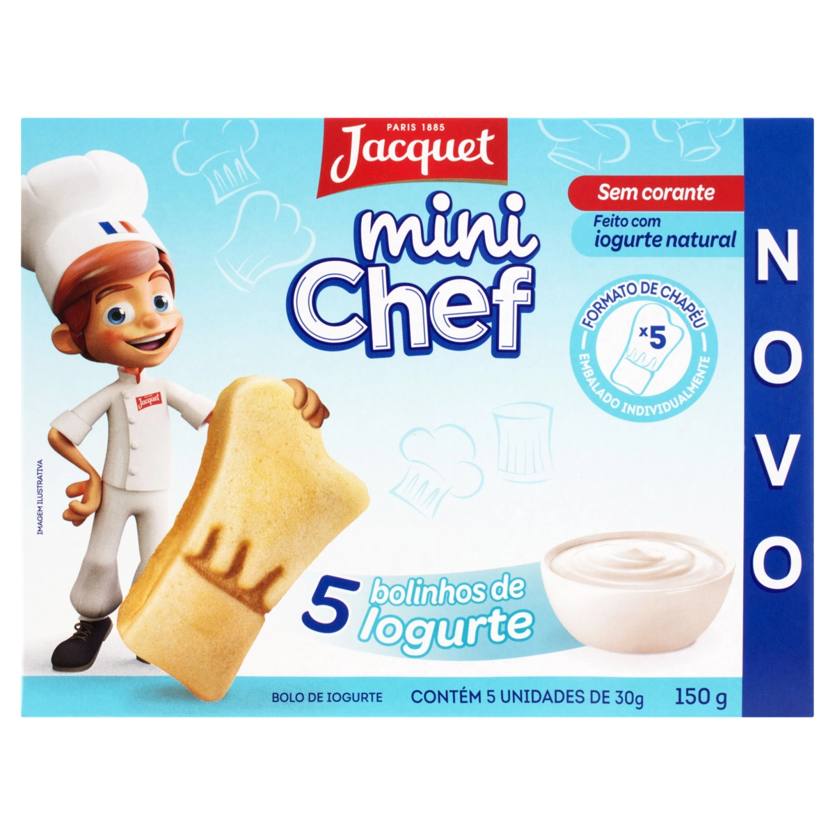 Pack Bolinho Iogurte Natural Jacquet Mini Chef Caixa 150g 5 Unidades