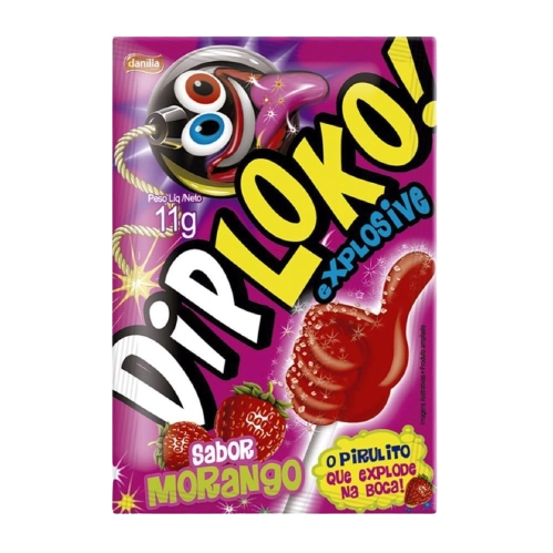 Pirulito Diploko Boom Morango Vulcano Un